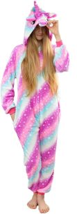 Piżama kigurumi jednoczęściowe przebranie kostium – różowo-niebieski jednorożec
