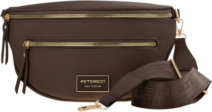 Saszetka damska Peterson na ramię elegancka nerka z kieszeniami torebka crossbody - brązowy
