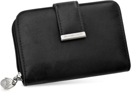 Pojemny portfel damski z miękkiej skóry eko rozkładany na prezent - czarny