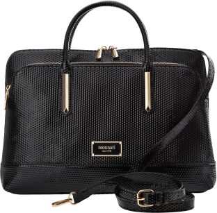 Monnari lakierowana torba damska na laptopa elegancka aktówka torebka biurowa - czarna