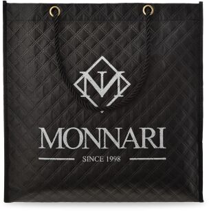 Pikowana torba Monnari duża pojemna torebka eko zakupowa shopperka z logo - czarna matowa