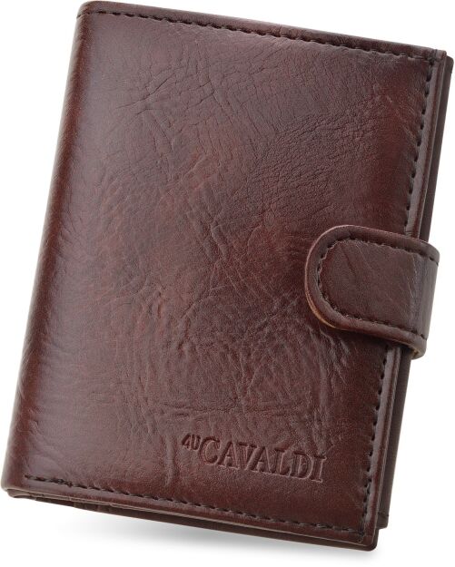 Portfel męski skórzany ekologiczny 4U CAVALDI na karty i monety - brązowy