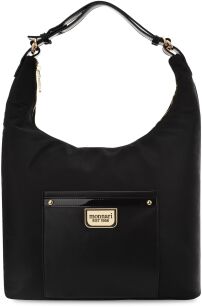 Monnari klasyczna torba damska shopper torebka worek luźna miękka na ramię z kieszonką - czarna