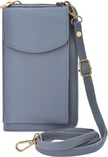 Mała damska torebka listonoszka 2w1 na telefon portfel kopertówka - niebieska