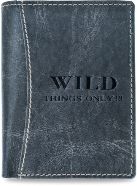 Solidny skórzany portfel męski Always Wild mały zgrabny portfel w stylu vintage - morski