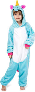 Jednoczęściowa piżama kigurumi kombinezon dziecięcy kostium przebranie onesie - błękitny jednorożec