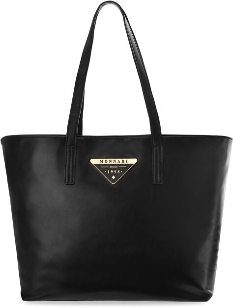 MONNARI KLASYCZNA TORBA DAMSKA NA RAMIĘ DUŻA POJEMNA TOREBKA SHOPPER BAG - CZARNA