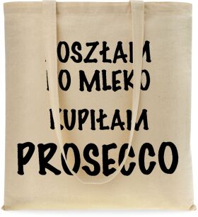 Ekotorba shopper bawełniana na zakupy miejska z nadrukiem - beżowa