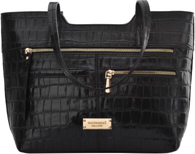 Monnari duża torba damska miejska torebka shopper łódka na ramię croco - czarna