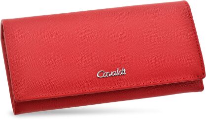 Klasyczny duży portfel damski Cavaldi pojemny harmonijka z suwakiem - czerwony