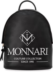 Elegancki plecak damski Monnari klasyczny plecaczek miejski z dużym logo - czarny