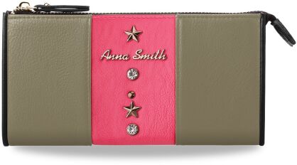 Portfel Anna Smith gwiazdki cyrkonie neon - różowy