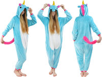 Piżama kigurumi przebranie kostium z kapturem – błękitny jednorożec - 4