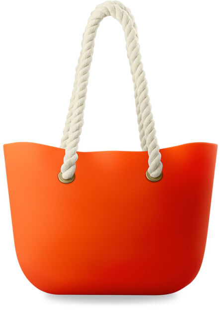 Lekka silikonowa torba na plażę zakupy shopper bag - neonowy pomarańcz