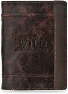Skórzany portfel męski Always Wild pojemny pionowy rozkładany - brązowy