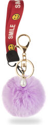 Brelok do kluczy torebki pompon breloczek smycz - fioletowy