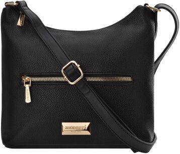 Monnari torebka na pasku listonoszka mała klasyczna miejska crossbody - czarna