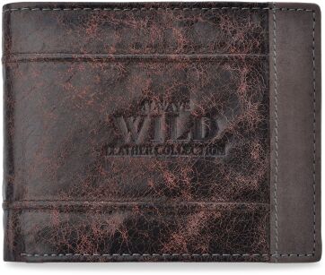 Skórzany poziomy portfel męski o oryginalnym zabarwieniu Always Wild - brązowy