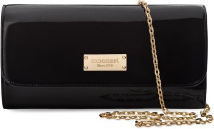 Monnari klasyczna elegancka torebka damska lakierowana kopertówka wizytowa - czarna