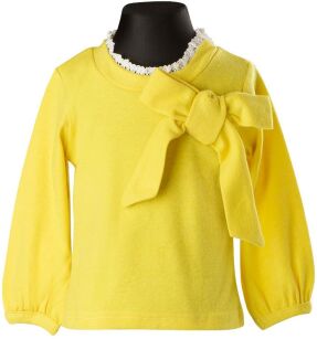 Cieplutka dziewczęca bluzeczka kokarda koronka - żółty