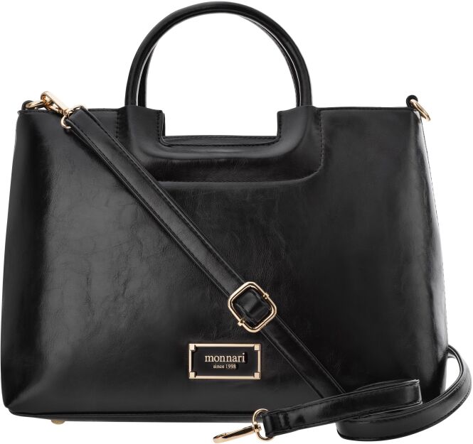 Monnari torba damska na co dzień aktówka kuferek sztywna torebka - czarna