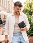 Skórzany portfel męski na zamek elegancki portfel z naturalnej skóry pojemny RFID - czarny - 5