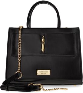 MONNARI torba z kolekcji premium elegancka torebka damska duży kuferek klasyczna aktówka - czarna
