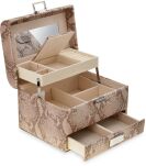 Monnari elegancki kuferek na biżuterię kosmetyki z lusterkiem organizer kosmetyczka szkatułka - różowa - 3