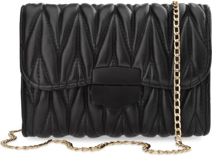 Unikatowa listonoszka na łańcuszku elegancka torebka damska kuferek kopertówka z miękkim pikowaniem - czarna