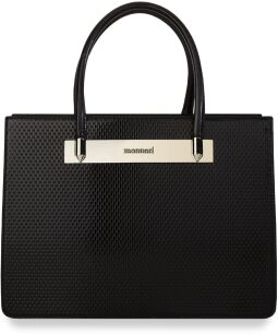Elegancki kuferek Monnari torebka damska lakierowane panele – czarny