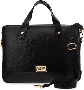 Monnari torba damska na laptopa 17 cali teczka aktówka elegancka klasyczna torebka biznesowa ze skóry eko - czarna