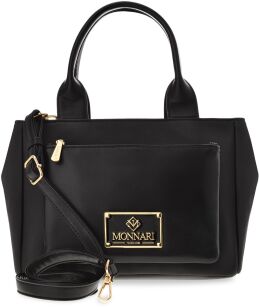 Monnari wodoodporna torba damska klasyczna torebka kuferek do ręki i na ramię listonoszka z kieszonką - czarna