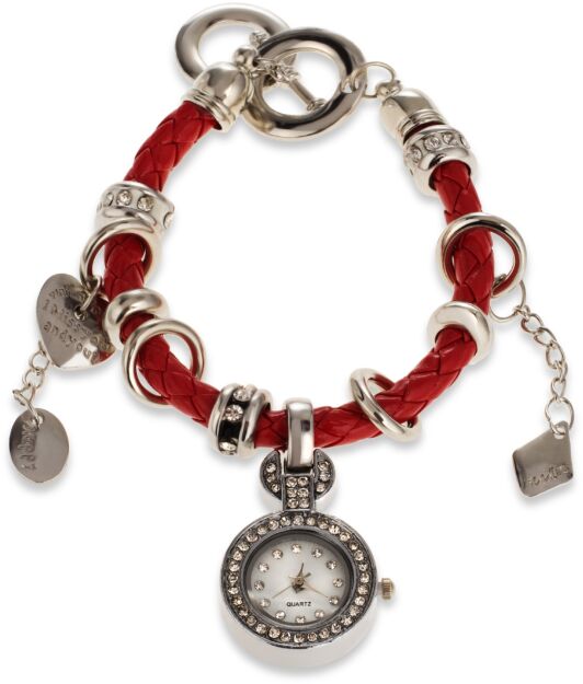 Bransoletka z zegarkiem zawieszki charms – czerwony