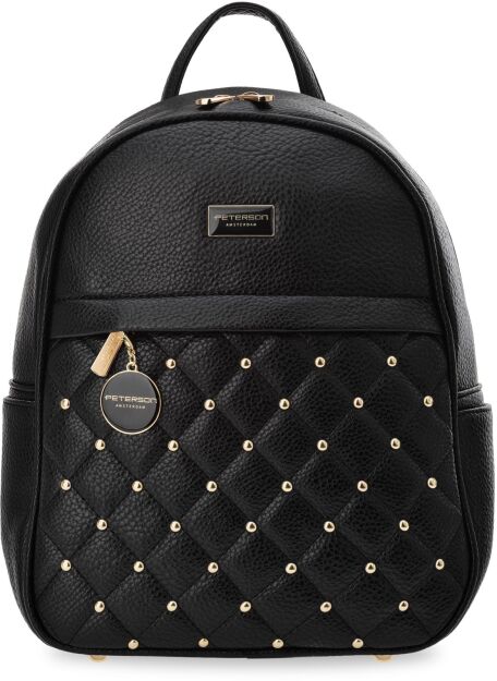 Plecak damski Peterson elegancki eko‑skórzany do miasta i pracy - czarny