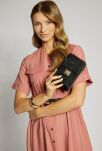 Torebka na telefon damska Monnari 2w1 portfel etui listonoszka mini crossbody zamszowa - czarna - 4