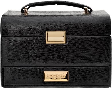 Monnari elegancki kuferek na biżuterię kosmetyki z lusterkiem organizer kosmetyczka szkatułka – czarny