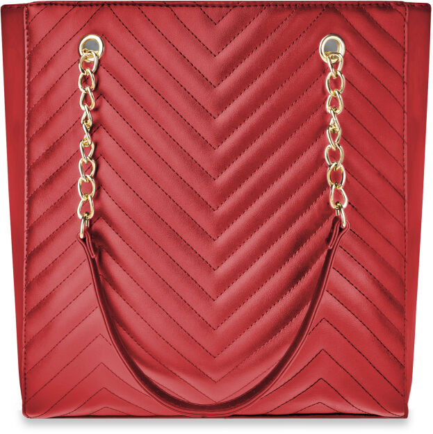 Pikowana torebka damska duża torba shopper bag a4 - czerwony