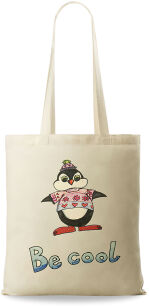Torba shopperbag eko torba bawełniana z nadrukiem na zakupy- pingwin