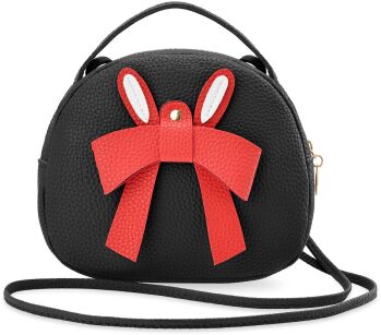 Urocza dziewczęca torebka młodzieżowa listonoszka mały kuferek torebeczka z kokardą 3d - czarny