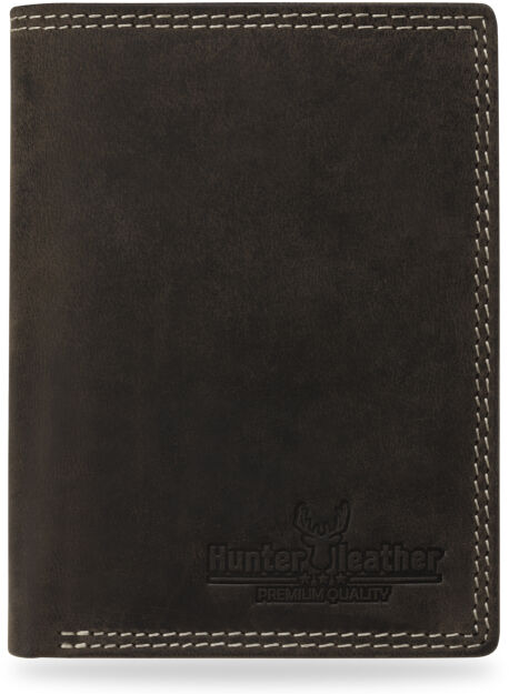 Portfel męski pionowy HUNTER LEATHER styl vintage - ciemnobrązowy