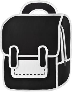 Oryginalny młodzieżowy plecak szkolny tornister z komiksowym trójwymiarowym efektem - biało-czarny