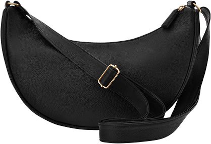 Listonoszka półksiężyc duża nerka elegancka skórzana klasyczna torebka crossbody - czarna