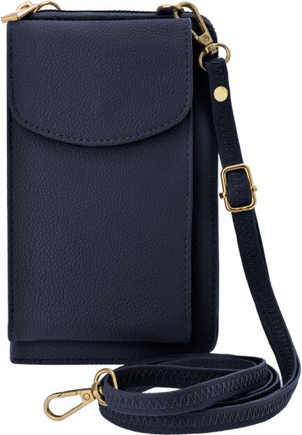 Mała damska torebka listonoszka 2w1 na telefon portfel kopertówka - granatowa