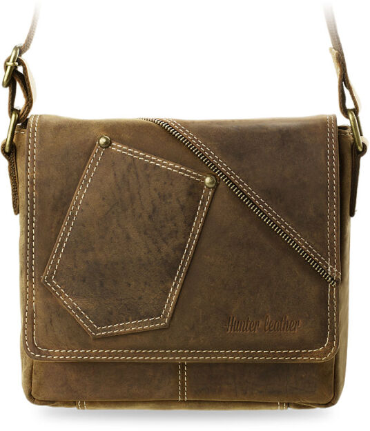 Torba na ramię unisex skóra naturalna vintage - jasny brąz