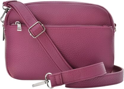 Torebka listonoszka klasyczna mała torba na ramię ze skórzanym paskiem - fioletowa