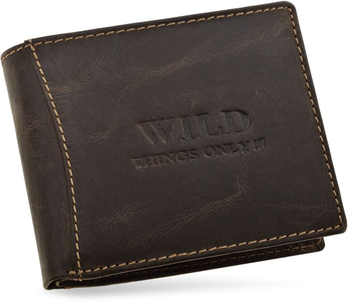Pojemny skórzany portfel męski Always Wild rozbudowany rozkładany poziomy - brązowy