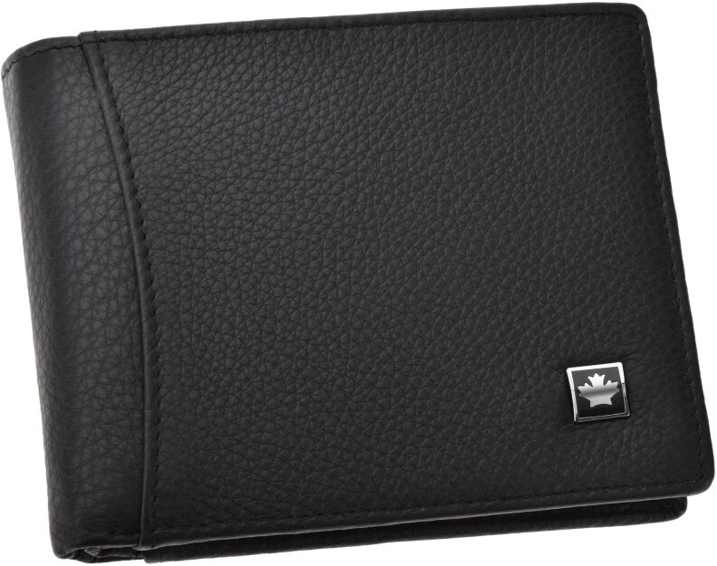Skórzany portfel męski poziomy elegancki portfel z naturalnej skóry pojemny klasyczny RFID - czarny