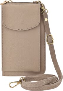 Mała damska torebka listonoszka 2w1 na telefon portfel kopertówka - beżowa