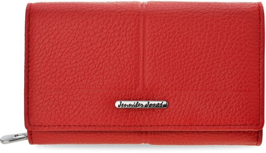 Skórzany portfel damski JENNIFER JONES pojemna portmonetka na zamek z ochroną kart RFID