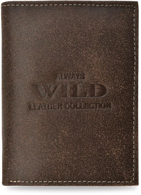 Solidny pionowy portfel męski Always Wild duży skórzany rozbudowany rozkładany RFID - brązowy